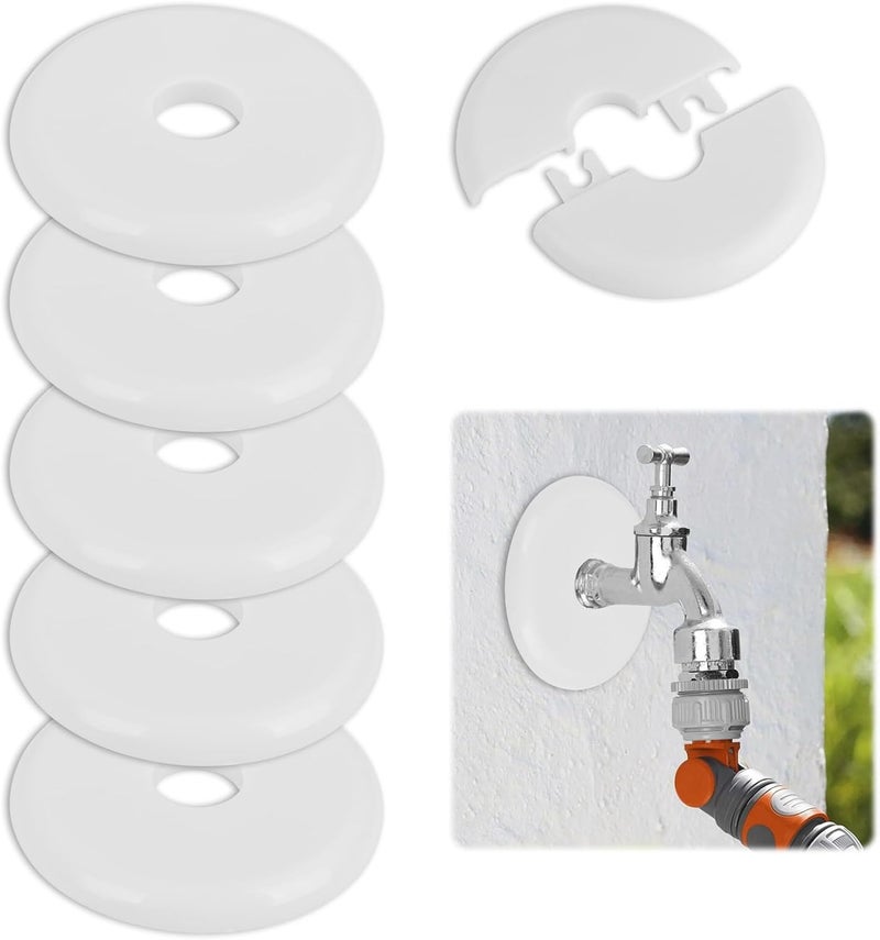 TNJPSEK 6 Pack Plumbing Wall Cover Plate, Self-Adhesive Wall Split Flange Round Escutcheon Plate Buckle, Escutcheon Plate for Faucet Toilet Ceiling Kitchen Water Supply Line (Fit for Dia Less 17mm) - Image 1